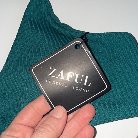 Zaful Ribbed Bikini Size Small US Size 4 Dark Teal - Picture 7 of 15